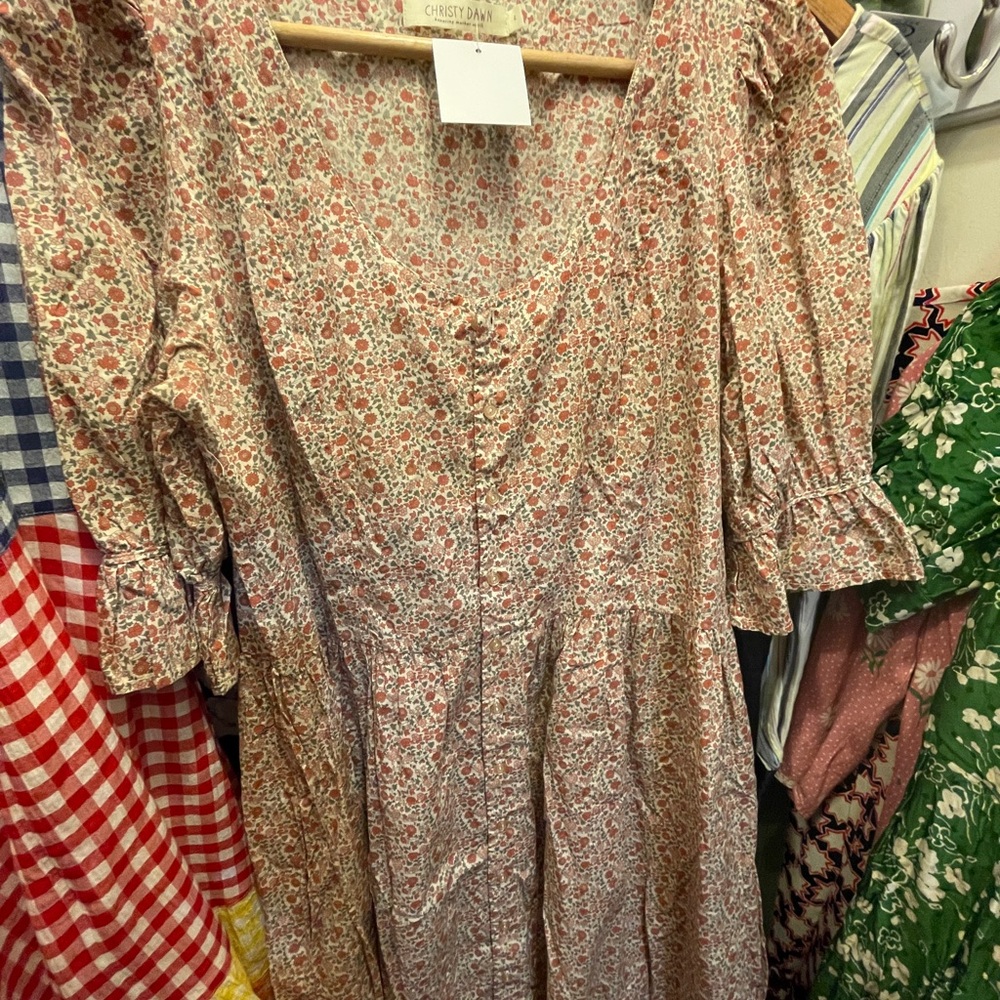 NEW Christy Dawn Marie Dress Sz Large L Leaf Dot Rooibos